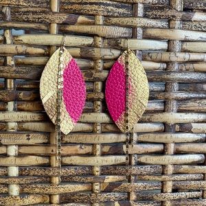 Leather feather earrings